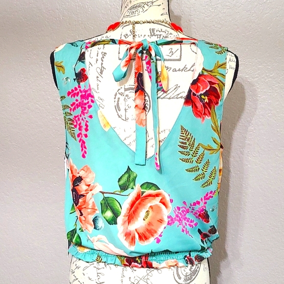 NWT Amanda Uprichard Deep V-Neck Faux-Wrap Sleeveless Open Back Top - Picture 4 of 6